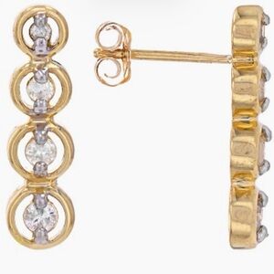 NWOT White Diamond Genuine 10k Yellow Gold Drop Earrings 0.20ctw. Perfect!